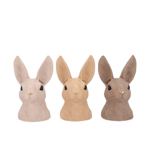 Easter Rabbit Head Natural Brown Mix Ass 13x12x22cm Nm