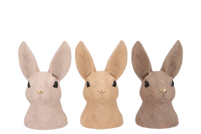 <h4>Easter Rabbit Head Natural Brown Mix Ass 13x12x22cm Nm</h4>