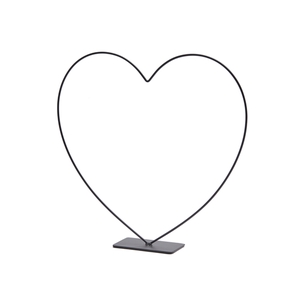 METAL HEART STANDING ON BASE 39CM BLACK