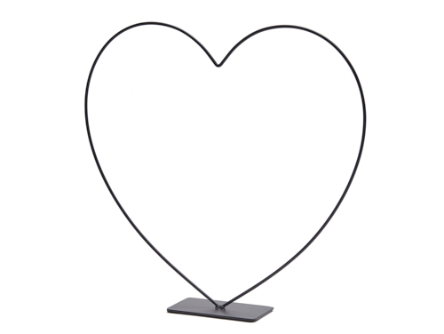 METAL HEART STANDING ON BASE 39CM BLACK