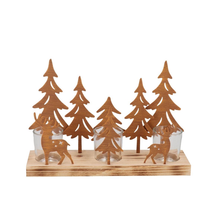 <h4>Katy Rust Metal Rack X-mas T-light 30x8x20cm</h4>
