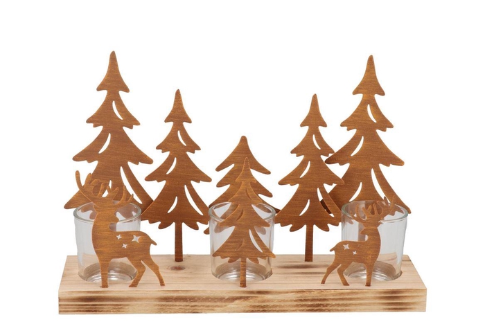 Katy Rust Metal Rack X-mas T-light 30x8x20cm