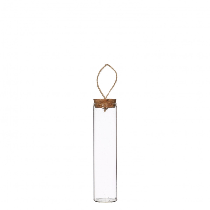 <h4>Glas Buis+kurk+touw d03*10cm</h4>
