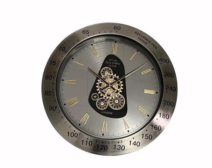 <h4>Clock gear chique Ø59cm nickel</h4>