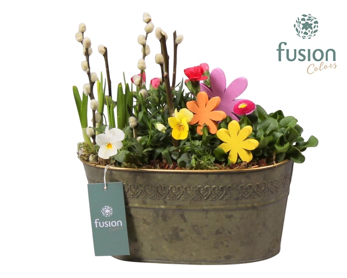 <h4>Schaal zink ovaal Voorjaar met Arrangement</h4>