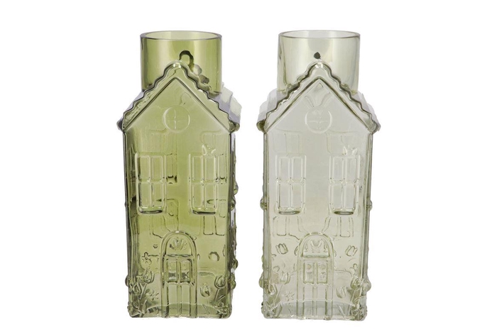<h4>Mille Green Vase House 13x13x30cm</h4>