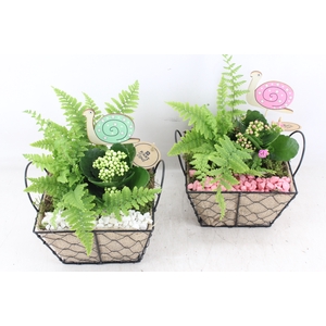 arr2 PL - Draadmand jute 4kant - roze/wit