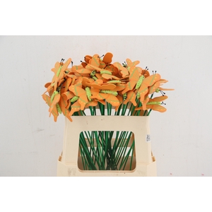 Stick butterfly wood 7x8cm Orange