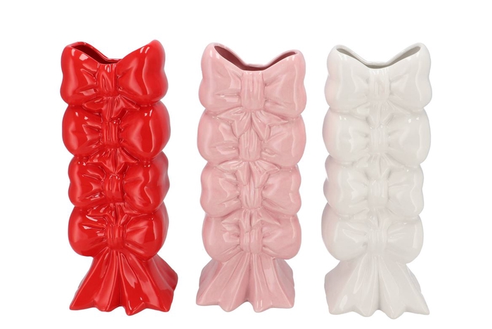 <h4>Faby Jolly Pink Vase Bows Stand Ass 14x12x32cm</h4>