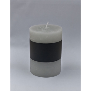 Pillar candle Lucian d6.8xh9.5 rustic l.grey