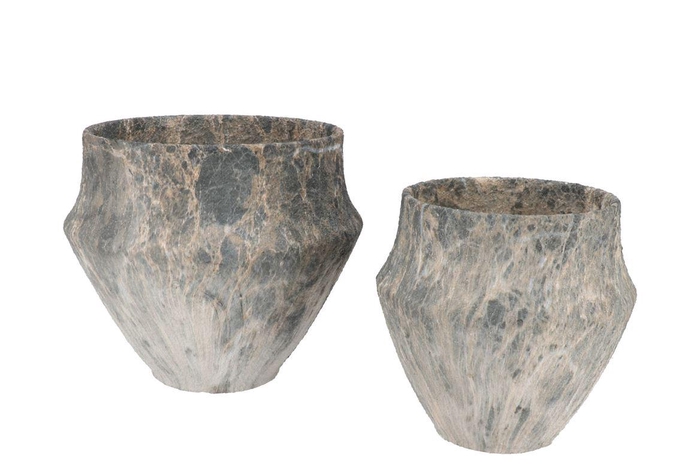 Monty Grey Pot S/2 28x24/21x21cm Nm