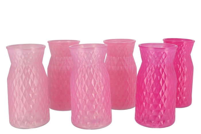 Diamond Pink Mix Vase Ass 14x25cm Nm