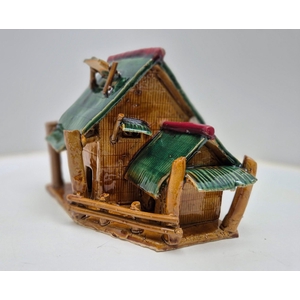Chinese house ( glazed, two colours), height 18 cm, box 1 pcs.