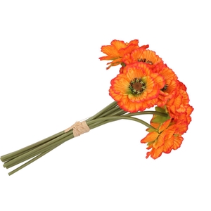 Silk Poppy Bouquet Orange 9x 33cm