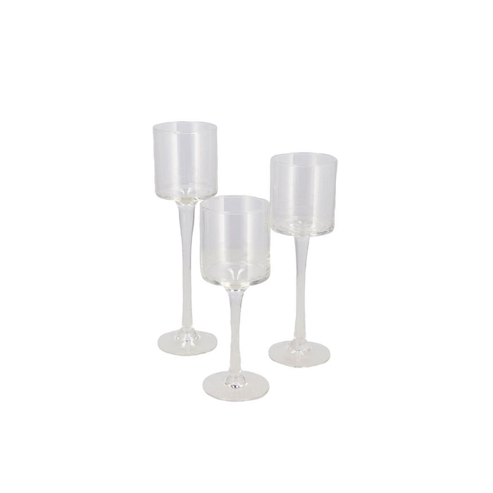 <h4>Jazz Clear Candle Holder With Foot Ass P/3 8x20cm</h4>