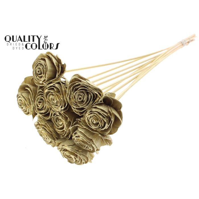 <h4>Shola Beauty Rose 6cm on stem Gold</h4>