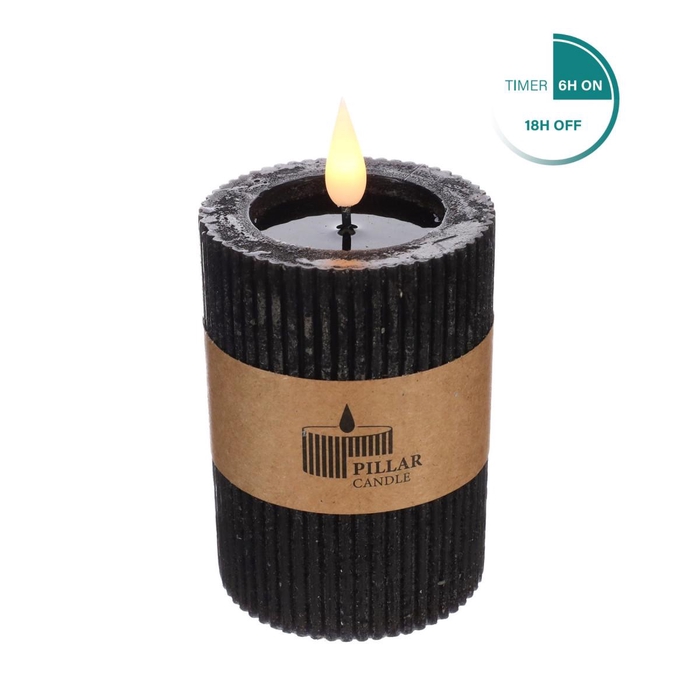<h4>Candle LED cylind.rib d07*10cm ex.AAA</h4>