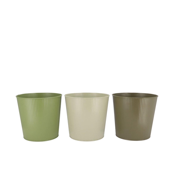 <h4>Zinc Summer Green Mix Bucket Striped Ass 17x16x13cm</h4>