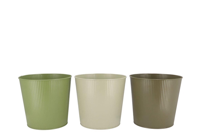 <h4>Zinc Summer Green Mix Bucket Striped Ass 17x16x13cm</h4>