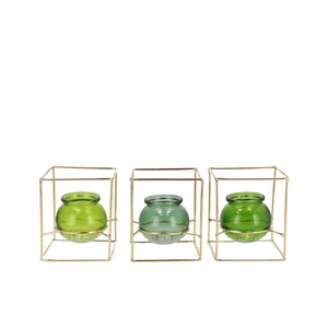 Polly Fresh Green Mix Metal Rack Square Glass Ass 11x11x13nm