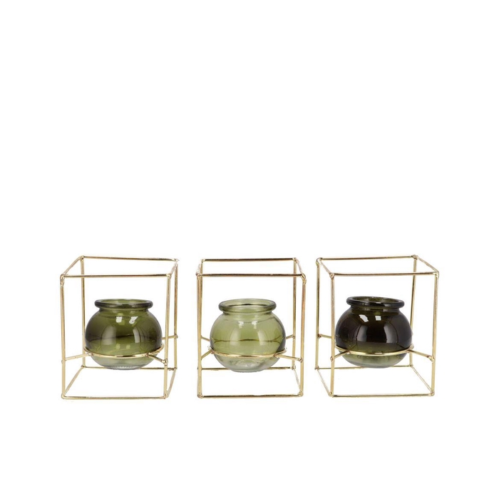 <h4>Polly Summer Green Mix Metal Rack Square Glass As</h4>