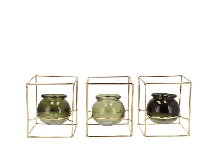 Polly Summer Green Mix Metal Rack Square Glass As