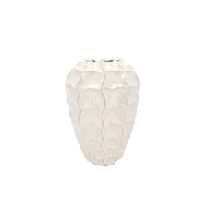 Lima White Vase Long Carve 22x22x29cm