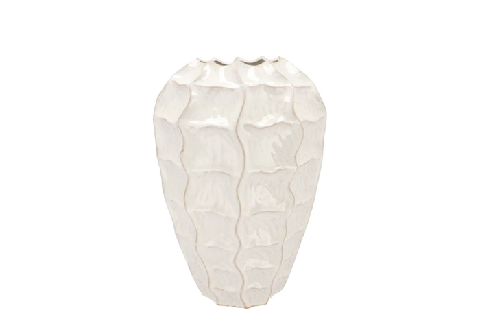 <h4>Lima White Vase Long Carve 22x22x29cm</h4>