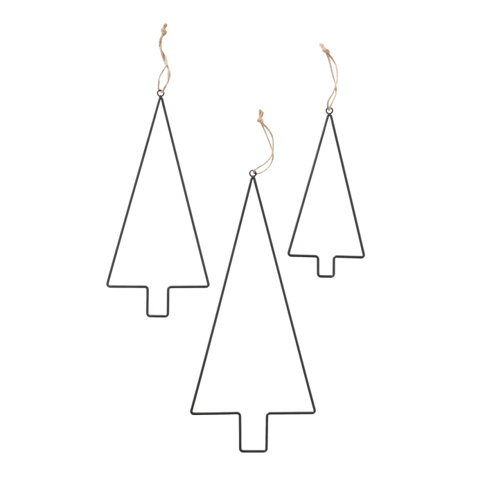 <h4>Decorative pendant Wanda, 3 p., Set 3, Christmas tree, L 15-22 cm, H 0,3 cm, No mixed materials black</h4>