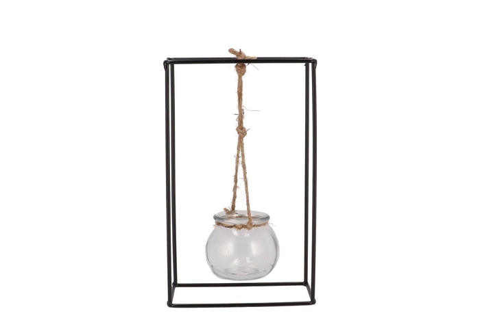 Polly Black Metal Rack 1 Glass Hanging 15x8x25cm