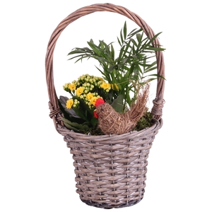 Easter Arr. Indoor Willow Handle Basket Ø18cm 2PP