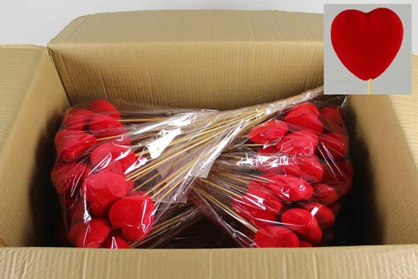 <h4>Stick Heart Flock Red  7,5cm</h4>