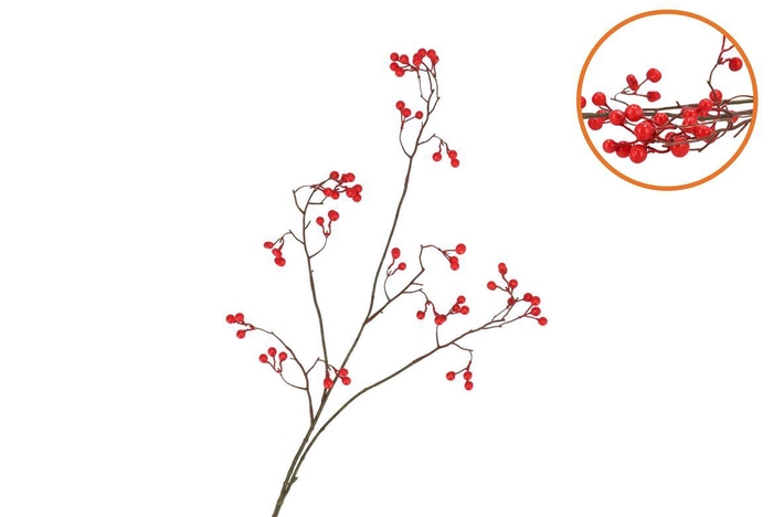 Silk Berry Branched Fiery Red 93cm Nm