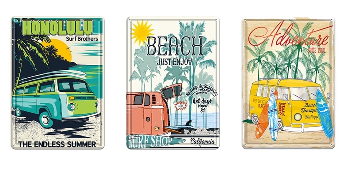 Wall Hanger Tin 20x14cm Beach