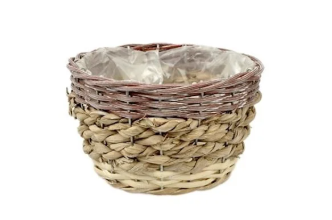 <h4>Round Willow Basket w/ Brown Rim D16 H10</h4>
