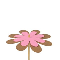 Pick flower kraft 8cm+50cm stick pink