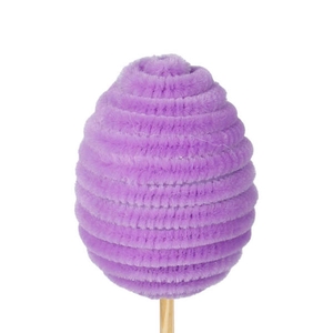 Bijsteker ei Chenille 7x5cm +50cm stok paars
