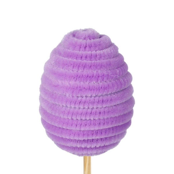 <h4>Bijsteker ei Chenille 7x5cm +50cm stok paars</h4>