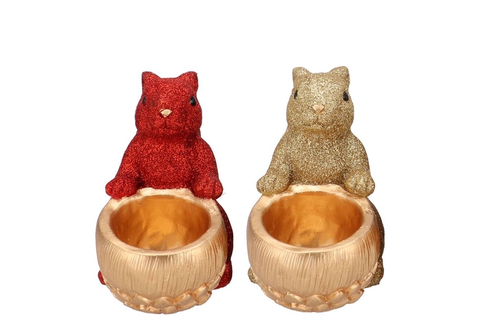 <h4>Jingle Red/gold Squirrel Sitting Ass 17x9x14cm</h4>