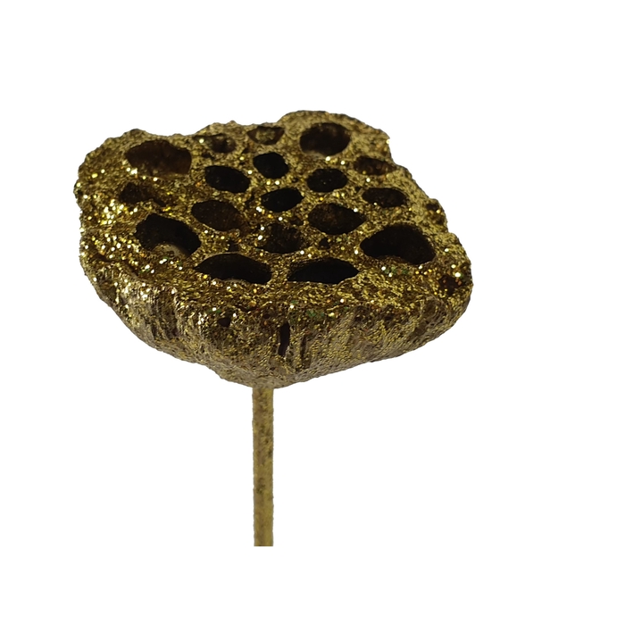 <h4>Lotus 5-7cm on stem Gold + Glitter</h4>