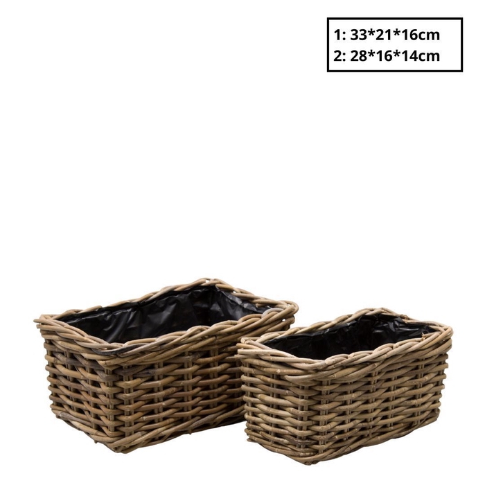<h4>Basket sets Rattan Terima tray S/2 33*21*16cm</h4>