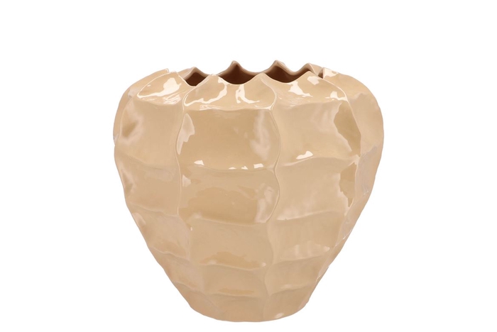 <h4>Lima Beige Vase Carve 27x27x23cm</h4>