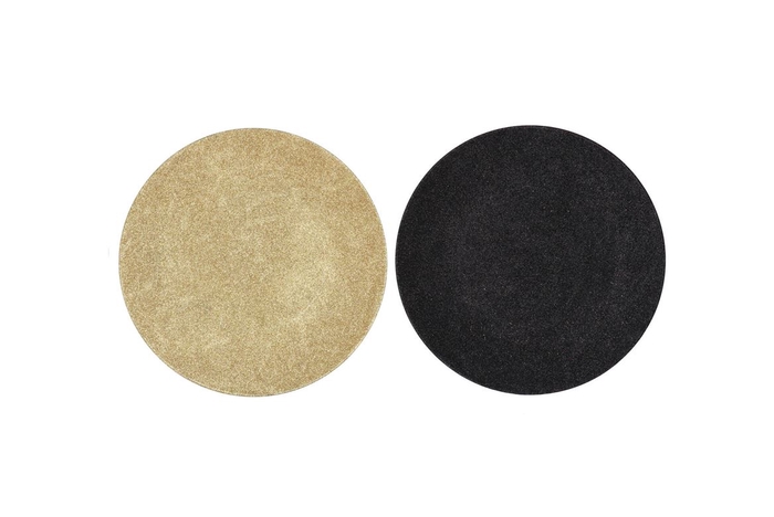 Melamine Shine Black/gold Plate Round Ass 28x28x2cm