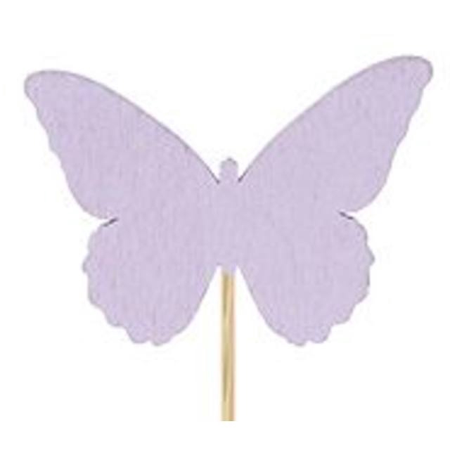 Pick butterfly Ivy wood 6x8cm+12cm stick purple