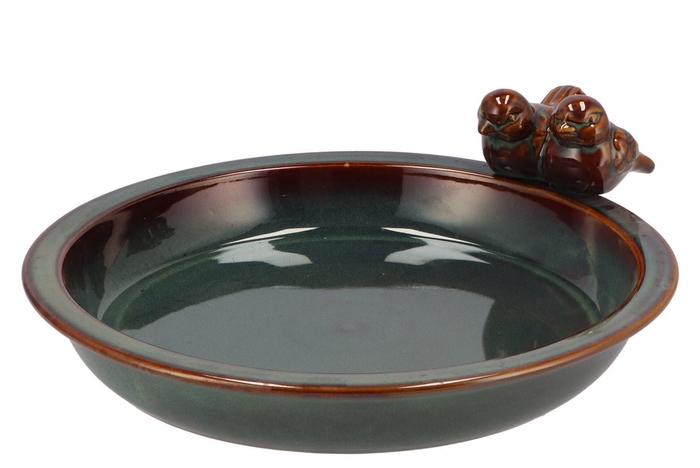<h4>Iron Stone Bird Bowl Glazed Grey 33x5cm</h4>