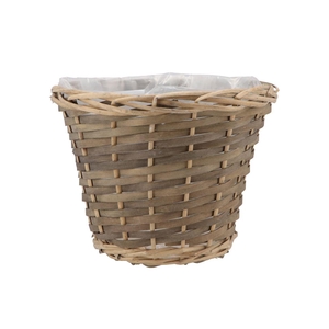 Wicker Basket Pot Round Grey 25x21cm