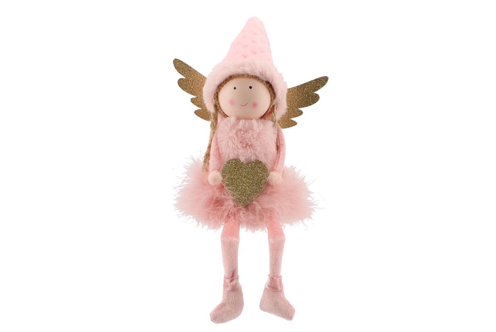 <h4>Fluffy Engel Staand Old Pink 17x10x35cm</h4>