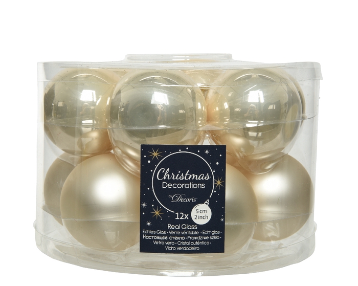 KERSTBAL GLAS EMAILLE-MAT PAREL 50MM 12PCS