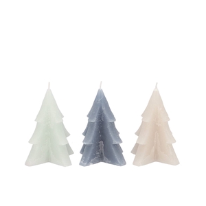 Frosty Grey Mix Pine Tree Candle 9x12cm Ass