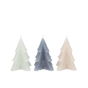 Candle Frosty Pine Tree Grey Mix 9x12cm Ass